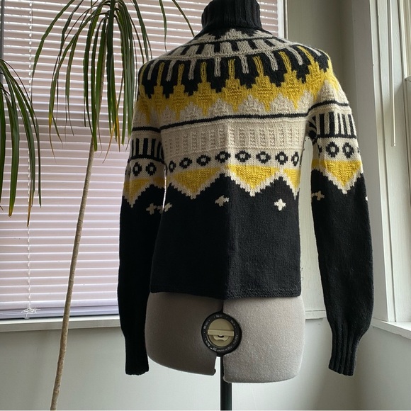 RALPH LAUREN Vintage Tribal Print Hand Knitted Sweater Black Yellow Size S - Picture 4 of 10